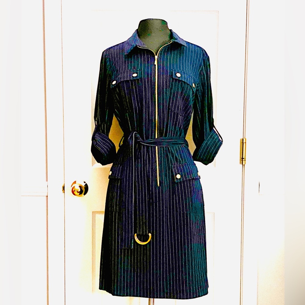 Pinstripe Navy Dress